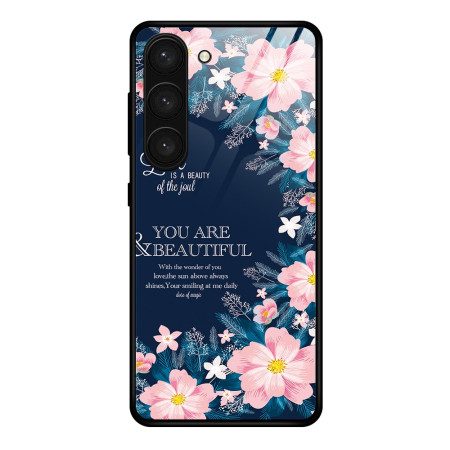 Skal Samsung Galaxy S24 Plus 5g Rosa Blommor I Härdat Glas