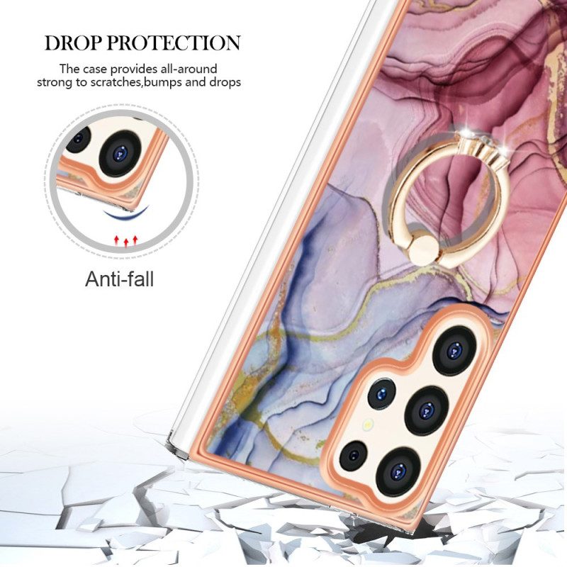Skal Samsung Galaxy S24 Ultra 5g Med Stödring I Marmorerad Stil