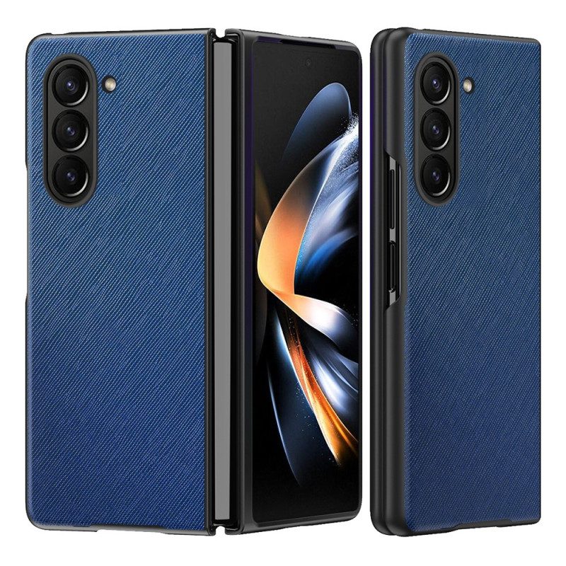 Skal Samsung Galaxy Z Fold 5 Telefonfodral Läderstil Med Vävd Effekt