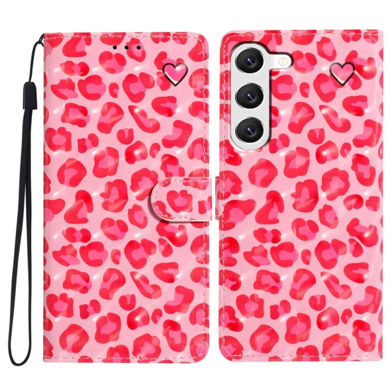 Skyddsfodral Samsung Galaxy S24 Plus 5g Rosa Leopardtryck Med Rem