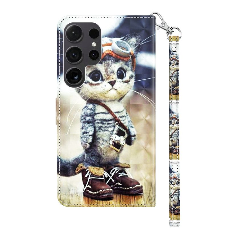 Skyddsfodral Samsung Galaxy S24 Ultra 5g Aviator Cat Med Rem