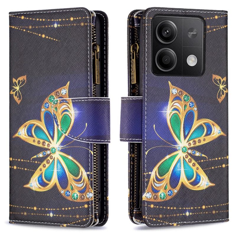 Fodral För Xiaomi Redmi Note 13 4g Rhinestone Butterflies Wallet