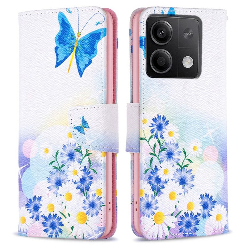 Fodral För Xiaomi Redmi Note 13 5g Fjärils- Och Blommönster