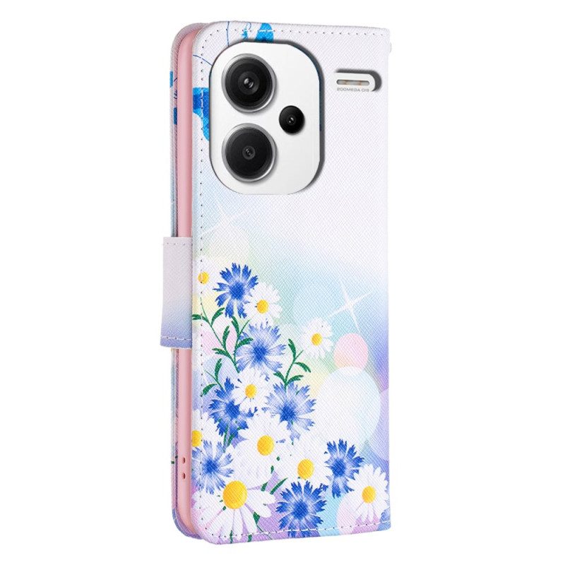 Fodral För Xiaomi Redmi Note 13 Pro Plus 5g Fjärilar Och Blommor Akvarell