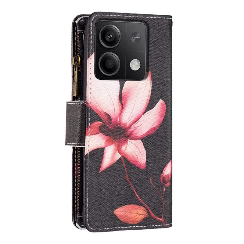 Läderfodral Xiaomi Redmi Note 13 5g Telefonfodral Lotus Strap Wallet