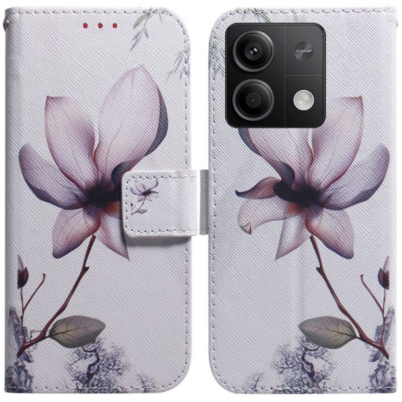 Läderfodral Xiaomi Redmi Note 13 5g Telefonfodral Rosa Blomma