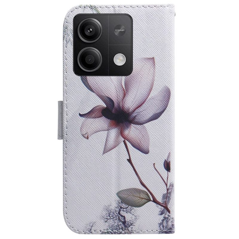 Läderfodral Xiaomi Redmi Note 13 5g Telefonfodral Rosa Blomma