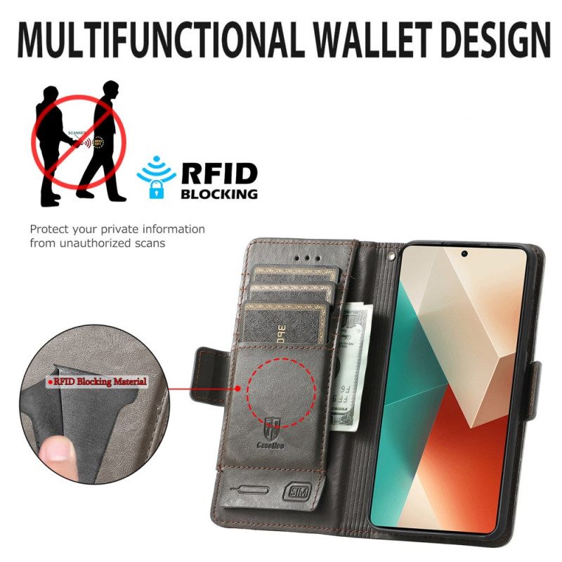 Läderfodral Xiaomi Redmi Note 13 5g Telefonfodral Vintage Med Rfid-blockering Caseneo