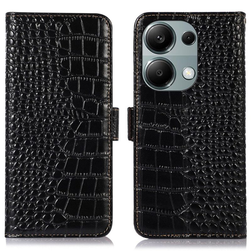 Läderfodral Xiaomi Redmi Note 13 Pro 4g Telefonfodral Crocodile Design Rfid Blocking Technology