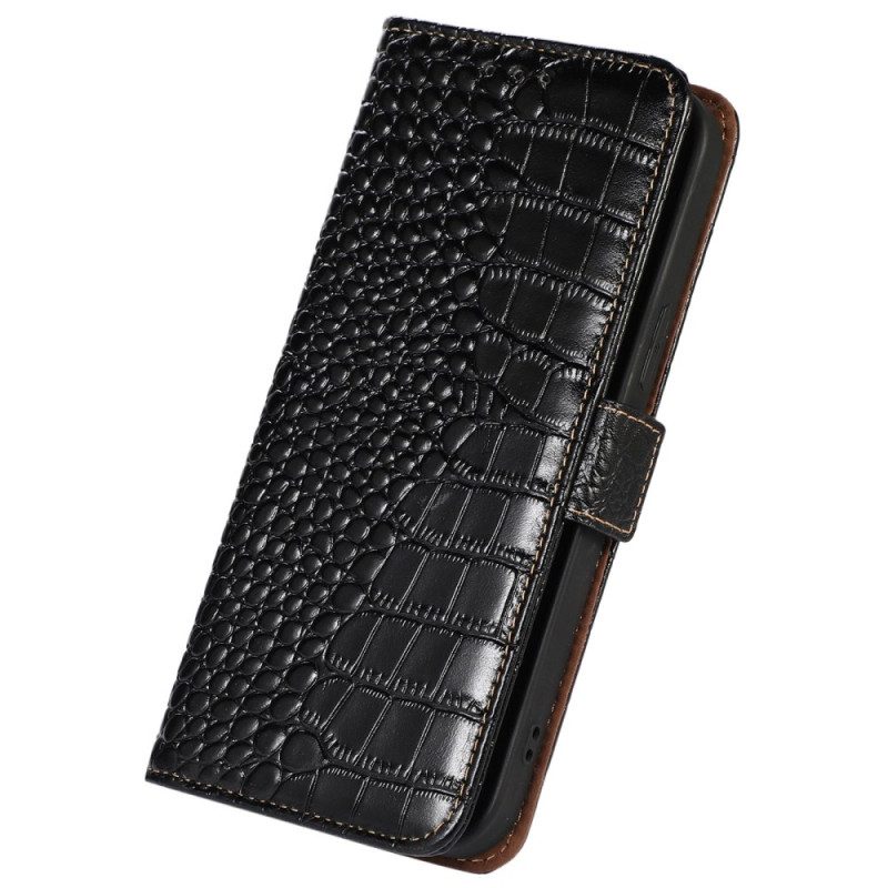 Läderfodral Xiaomi Redmi Note 13 Pro 4g Telefonfodral Crocodile Design Rfid Blocking Technology