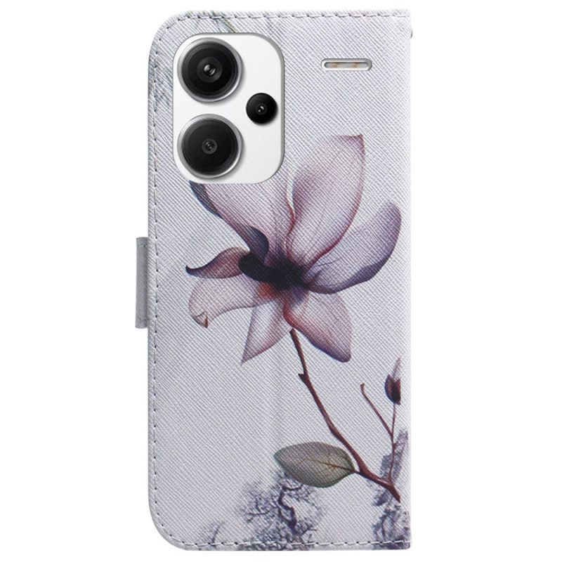 Läderfodral Xiaomi Redmi Note 13 Pro Plus 5g Telefonfodral Rosa Blomma