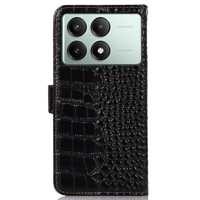 Läderskal Fodral Poco X6 Pro 5g Crocodile Texture Wallet Med Rfid-blockering