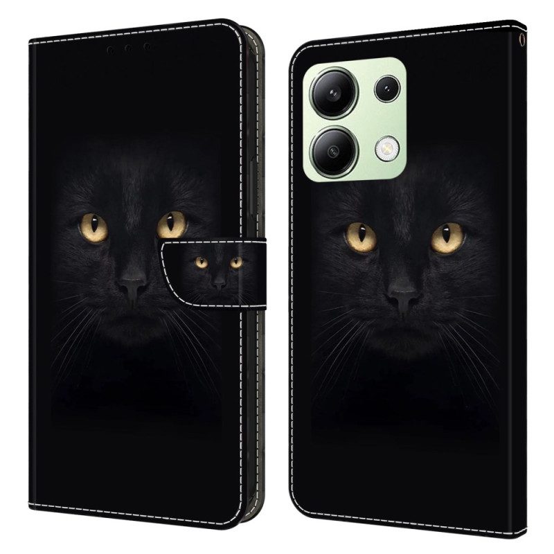 Läderskal Fodral Xiaomi Redmi Note 13 4g Svart Katt