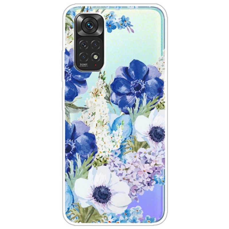 Skal För Xiaomi Redmi Note 11 / 11S Akvarell Blå Blommor Sömlös