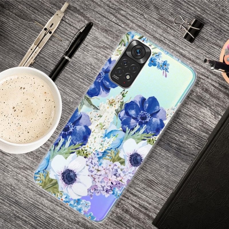 Skal För Xiaomi Redmi Note 11 / 11S Akvarell Blå Blommor Sömlös