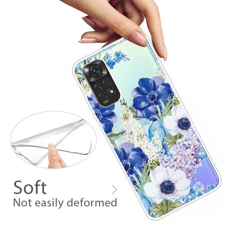 Skal För Xiaomi Redmi Note 11 / 11S Akvarell Blå Blommor Sömlös