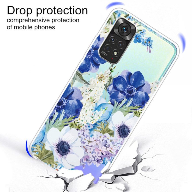 Skal För Xiaomi Redmi Note 11 / 11S Akvarell Blå Blommor Sömlös