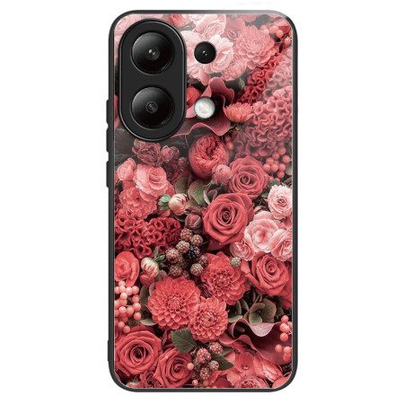 Skal Xiaomi Redmi Note 13 4g Röda Blommor I Härdat Glas