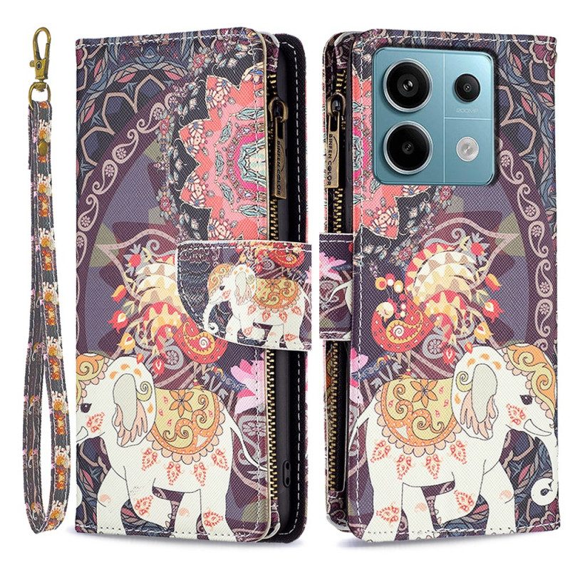 Skyddsfodral Xiaomi Redmi Note 13 Pro 4g Tribal Elephant Wallet Med Rem