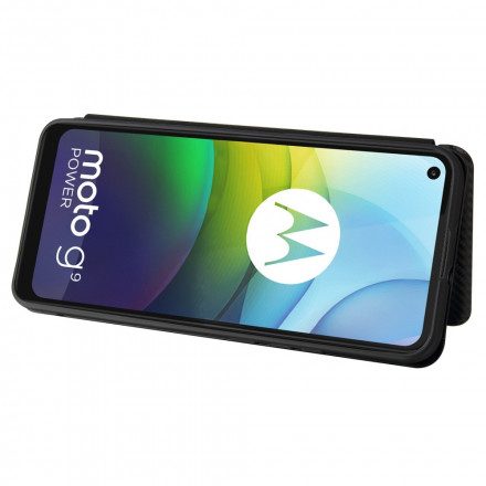 Folio-fodral För Moto G9 Power Läderfodral Silicon Carbon