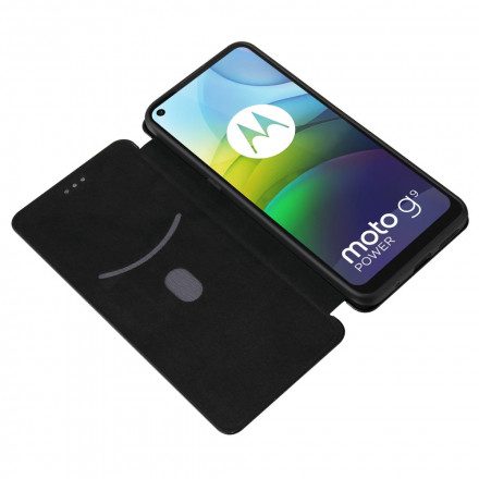 Folio-fodral För Moto G9 Power Läderfodral Silicon Carbon