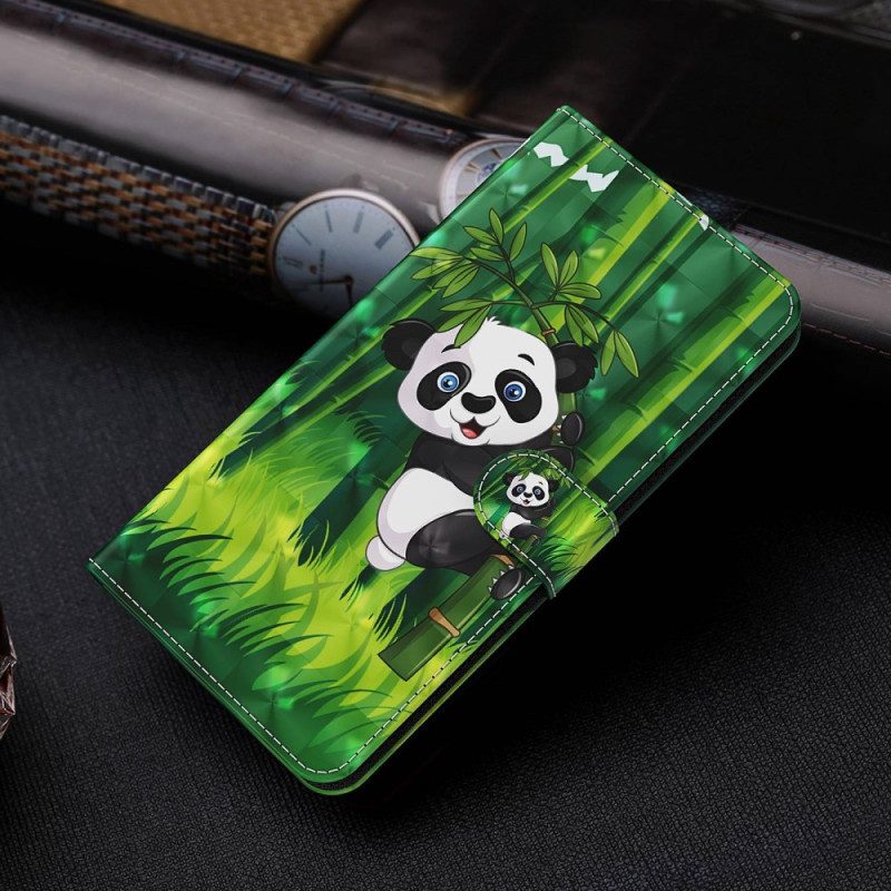 Folio-fodral För Oppo A94 5G Panda Med Snodd