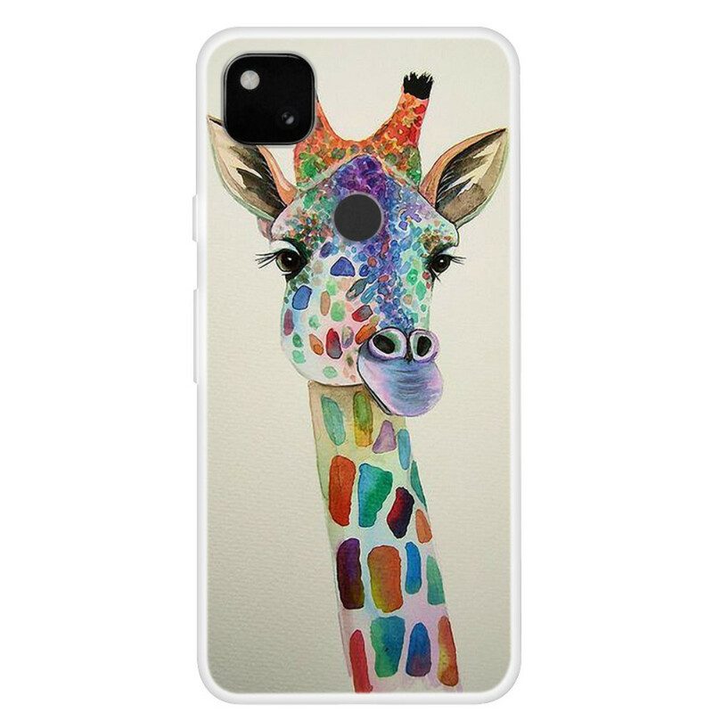 Skal För Google Pixel 4a Färgglad Giraff