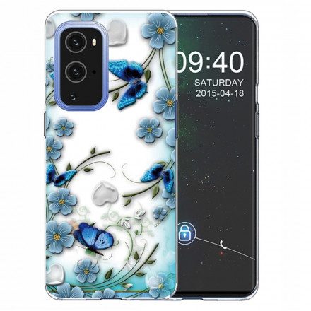 Skal För OnePlus 9 Pro Retro Fjärilar Och Blommor