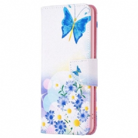 Fodral För Oppo A98 5g Fjäril Och Blommor Akvarell