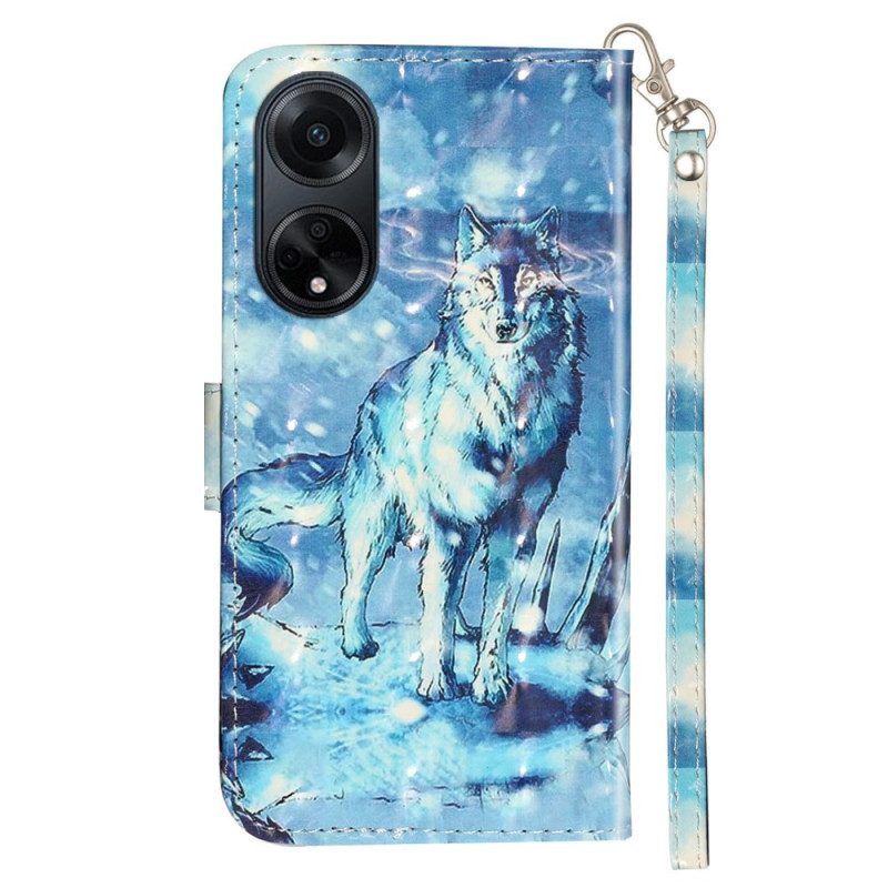 Fodral Oppo A98 5g 3d Snow Wolf Med Rem