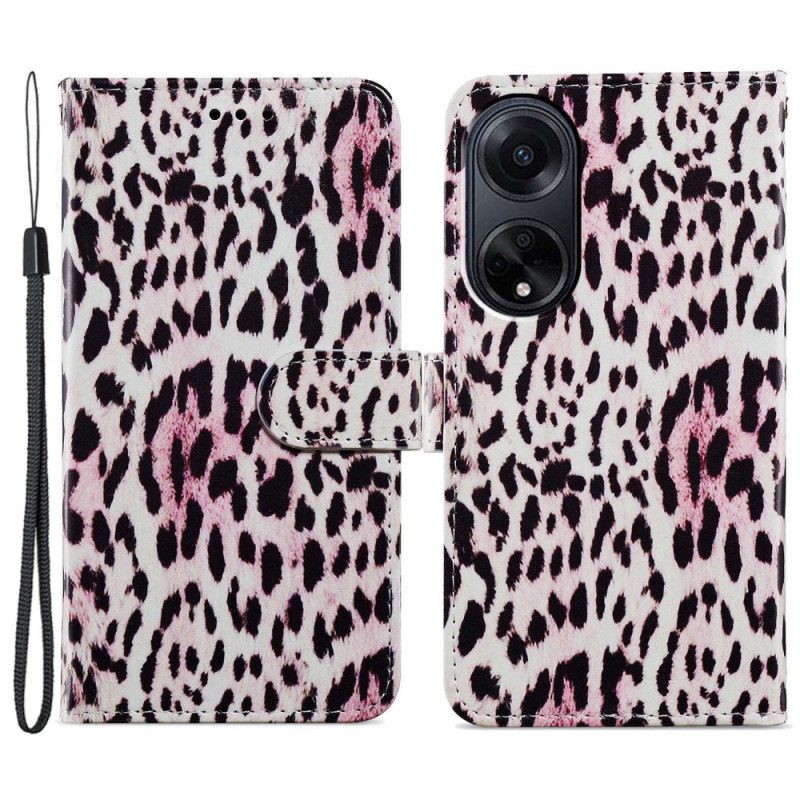 Fodral Oppo A98 5g Leopardmönster Med Rem