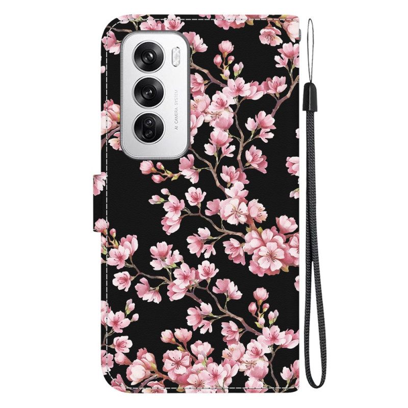 Fodral Oppo Reno 12 5g Plommonblommor Med Rem