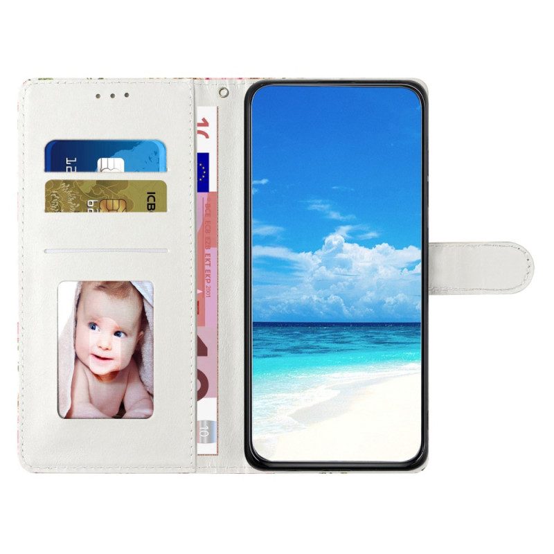 Läderfodral Oppo A98 5g Telefonfodral 3d Aprikosblomma Med Rem