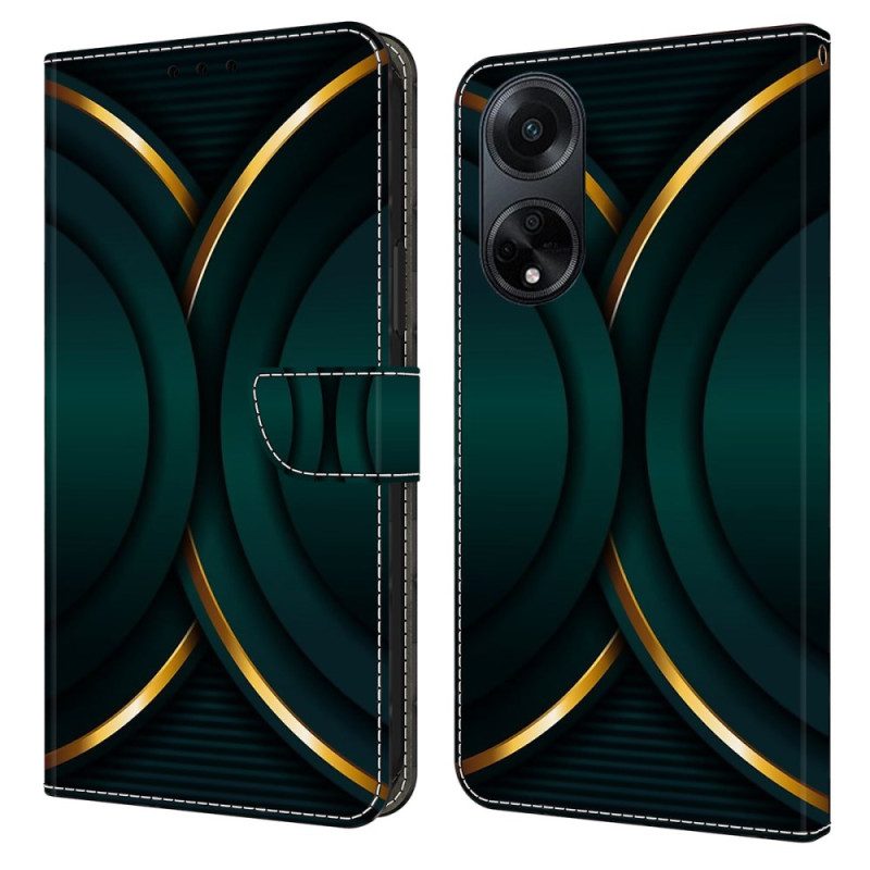 Läderfodral Oppo A98 5g Telefonfodral Gyllene Kontur