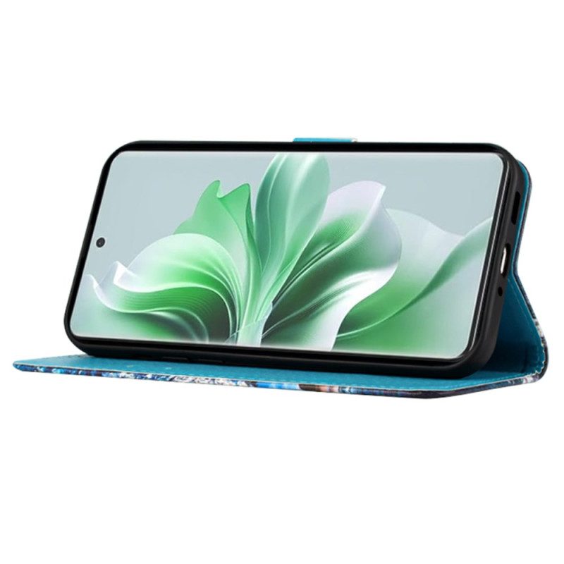 Läderfodral Oppo Reno 11 Pro 5g Telefonfodral Blommandala Med Rem