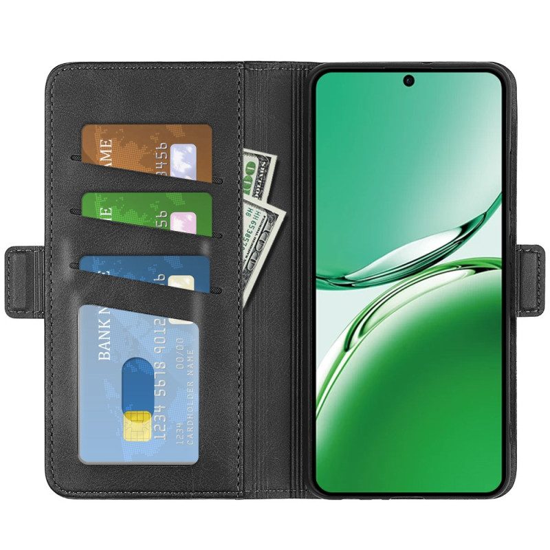 Läderfodral Oppo Reno 12f 5g Telefonfodral Dubbellås