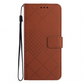 Läderskal Fodral Oppo Reno 11f 5g Strappy Diamond Mönster