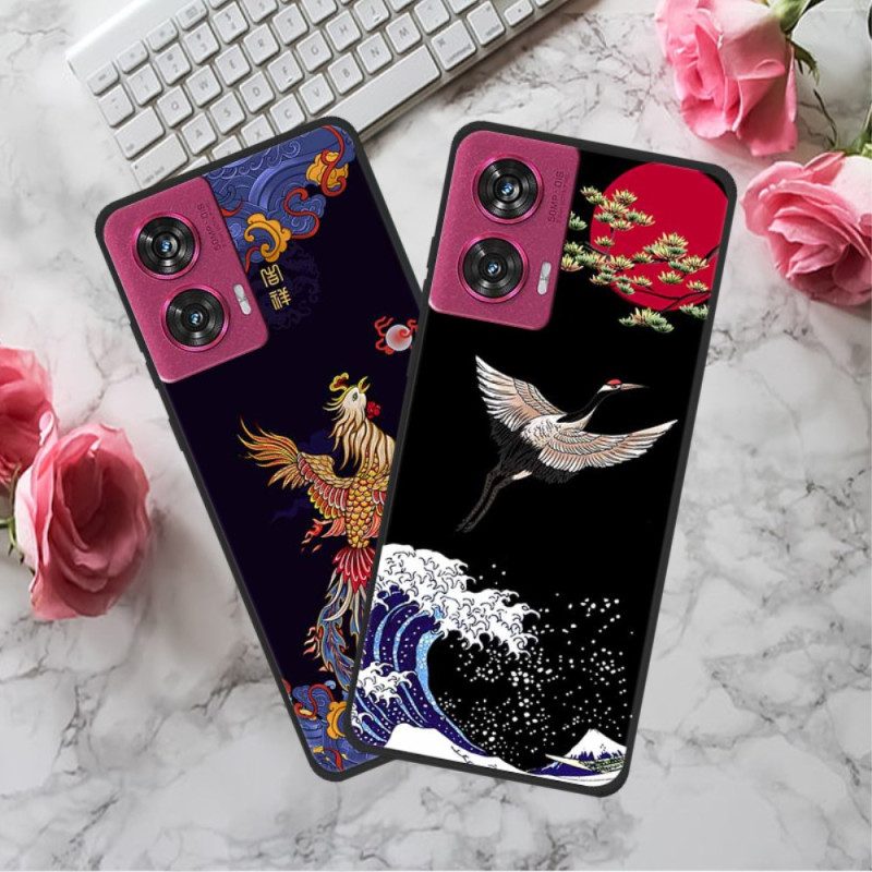 Skal För Motorola Edge 50 Fusion Blomkluster Och Drake