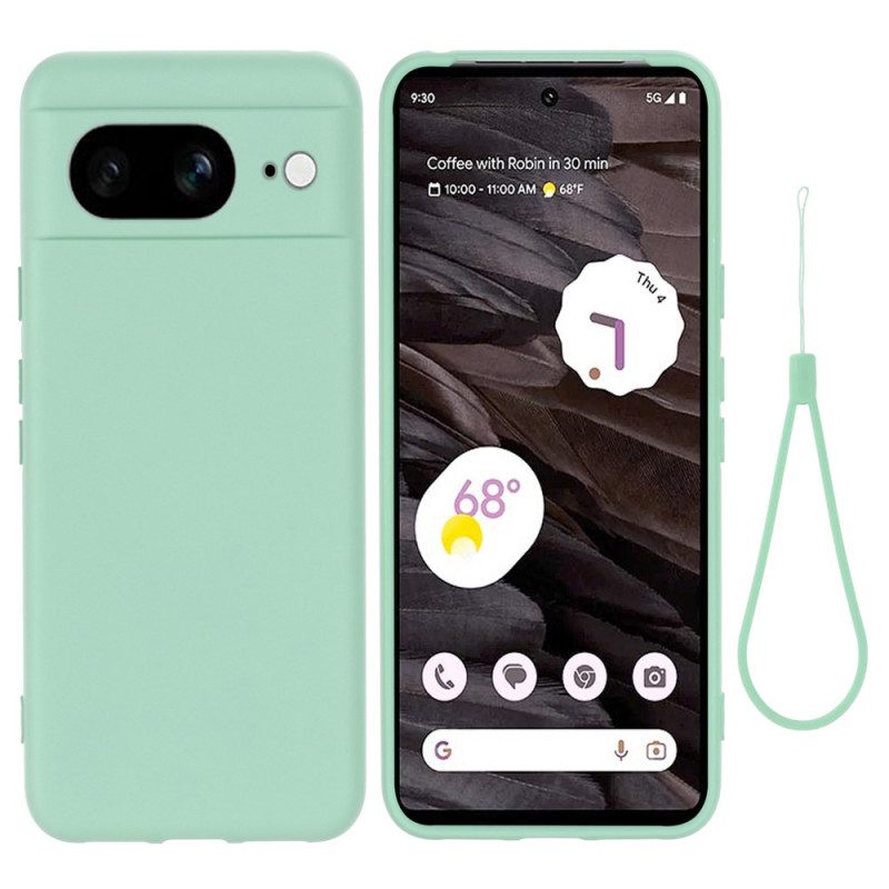 Skal Google Pixel 8 Telefonfodral Flytande Silikon Med Rem