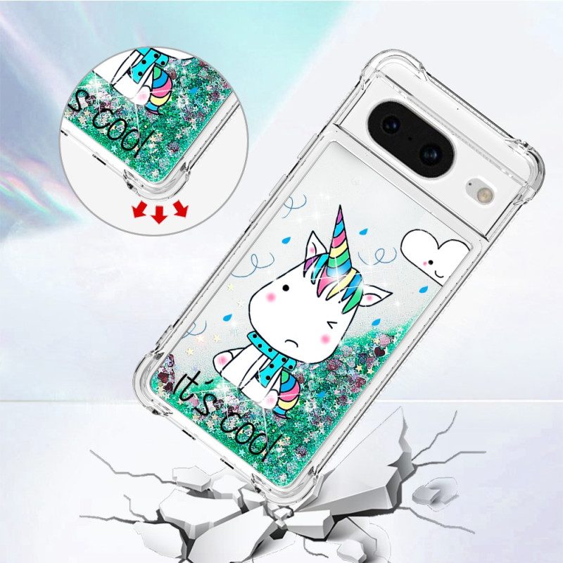 Skal Google Pixel 8 Telefonfodral Unicorn Glitter