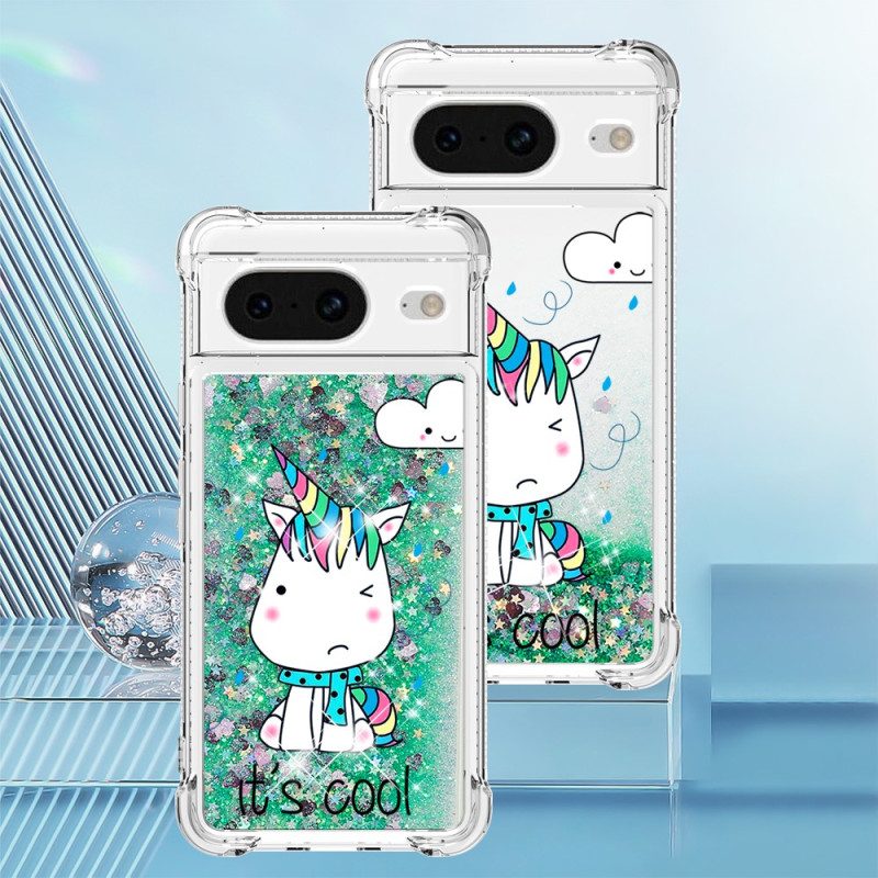 Skal Google Pixel 8 Telefonfodral Unicorn Glitter