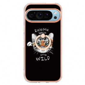 Skal Google Pixel 9 Pro Telefonfodral Cat / Tiger Support Ring