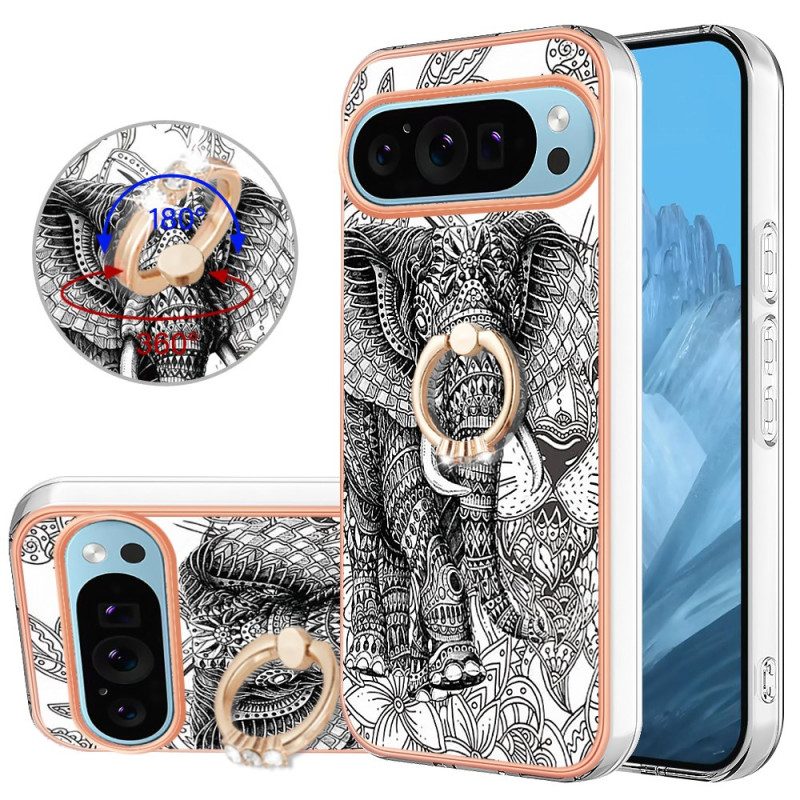 Skal Google Pixel 9 Pro Telefonfodral Elephant Totem Spport Ring