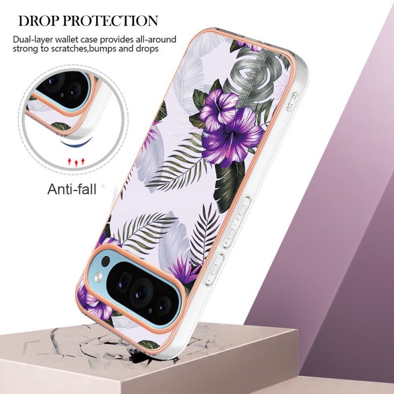 Skal Google Pixel 9 Pro Telefonfodral Violett Blomma