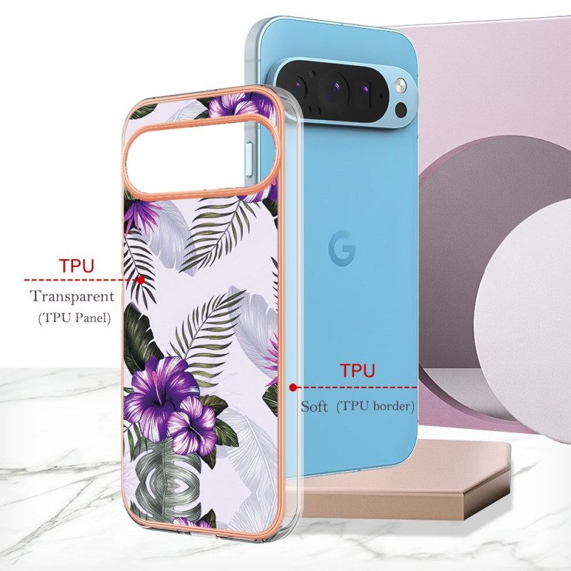 Skal Google Pixel 9 Pro Telefonfodral Violett Blomma