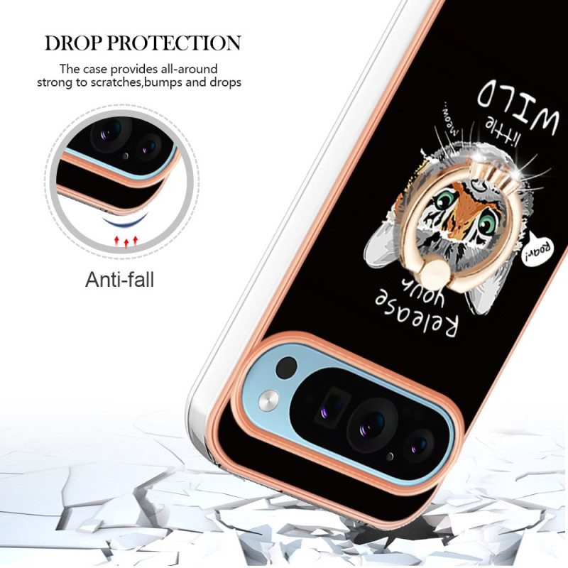 Skal Google Pixel 9 Pro Xl Telefonfodral Cat / Tiger Support Ring