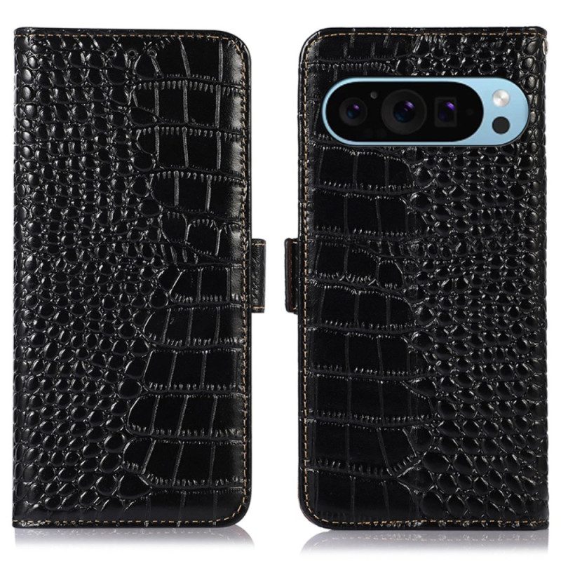 Skyddsfodral Google Pixel 9 Pro Crocodile Texture Rfid Blockering