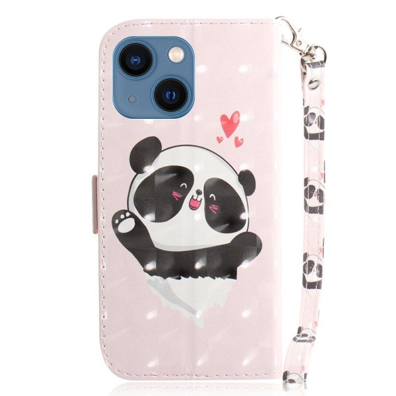 Fodral iPhone 15 Plus Med Kedjar Panda Love Med Rem