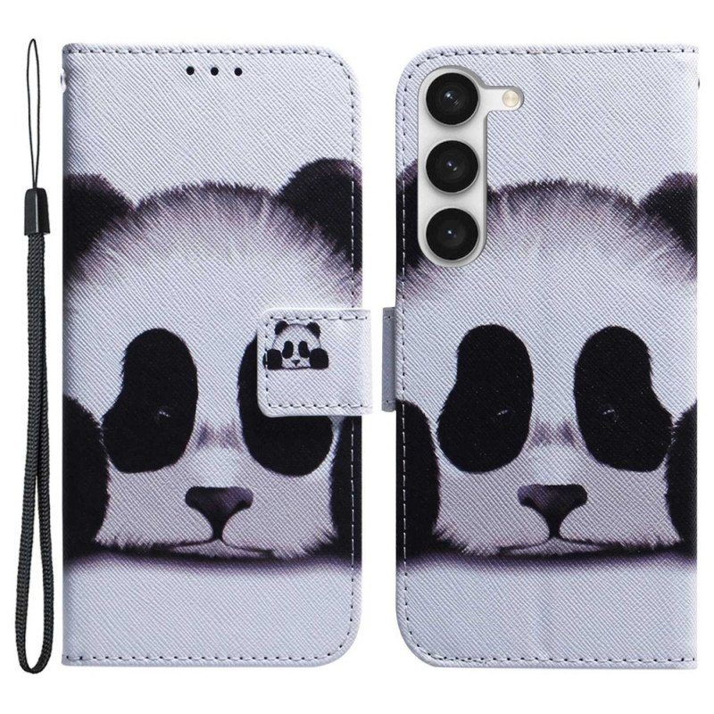 Folio-fodral Samsung Galaxy S23 5G Med Kedjar Min Lanyard Panda