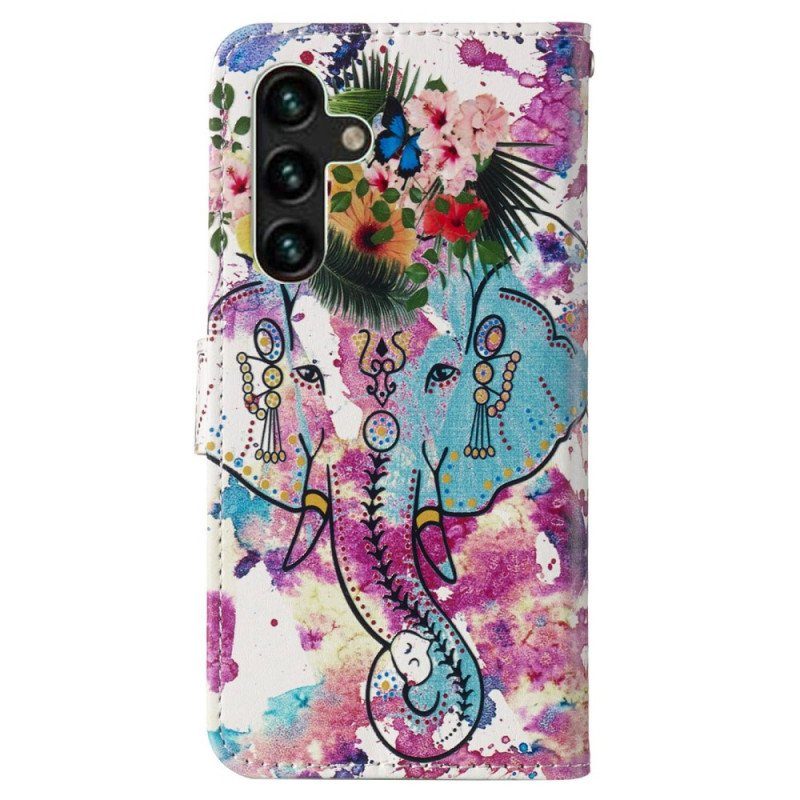 Folio-fodral Samsung Galaxy S23 5G Med Kedjar Tribal Elefant Med Rem